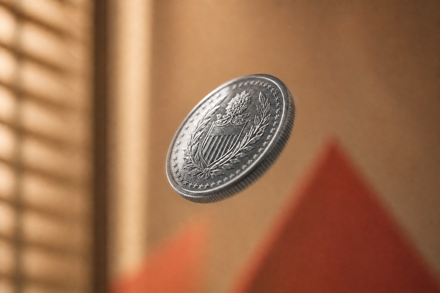 Silver Coin Flip on Checkerboard