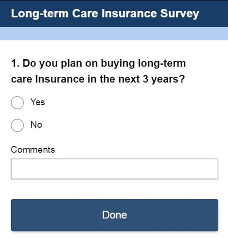 Long-term care insurance survey strategy
