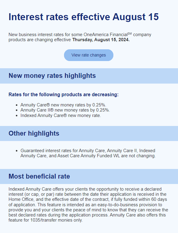 Interest Rates Effective August 15
