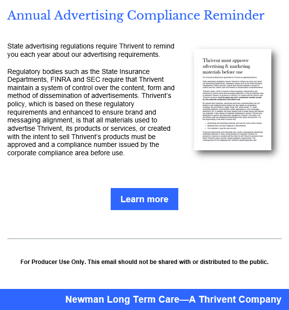 Thrivent Annual Advertising Compliance Reminder