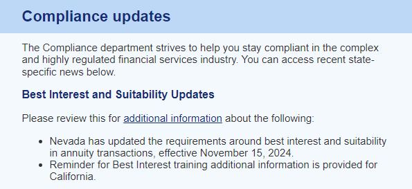 Compliance Updates