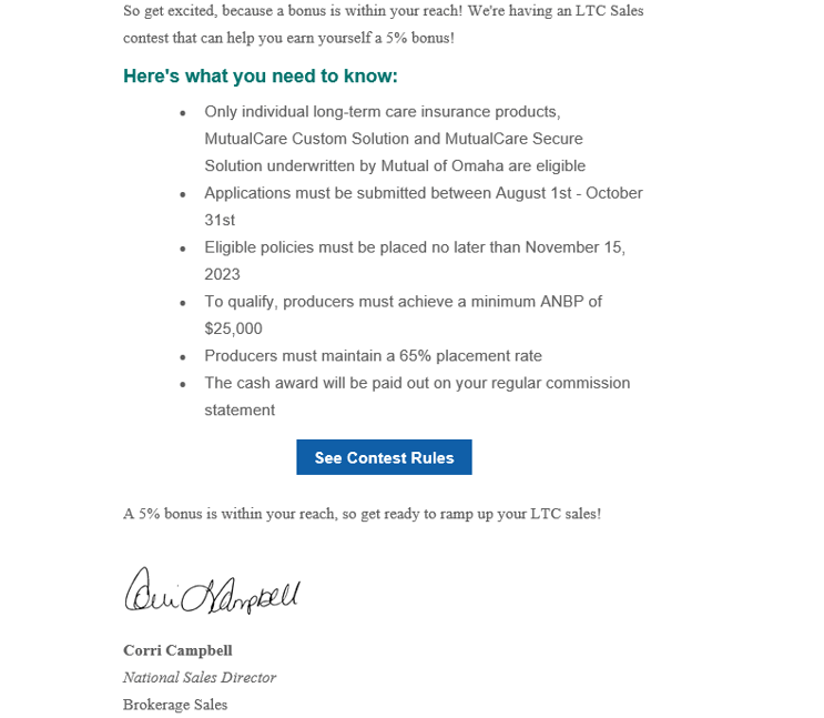 Mutual of Omaha LTC Sales Contest #2