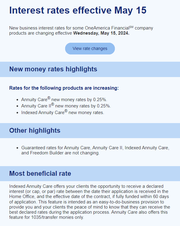 Interest rates effective May 15