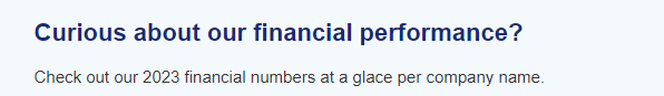 2023 Financial Numbers at a glance per company name