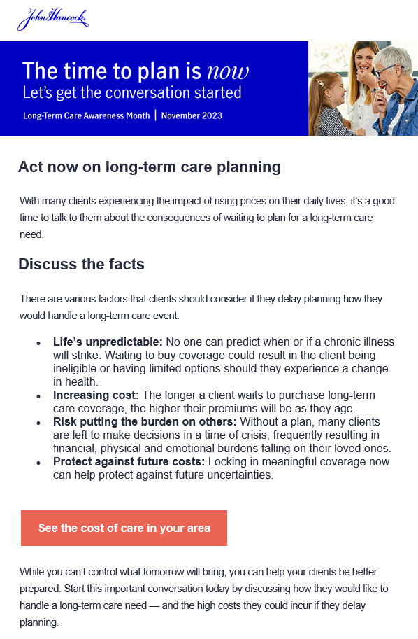Does John Hancock Long-term Care Insurance Cover Assisted Living John Hancock Long-Term Care Awareness Month