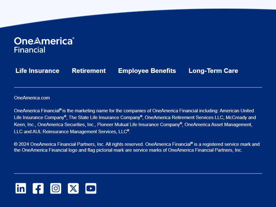 OneAmerica Financial Footer