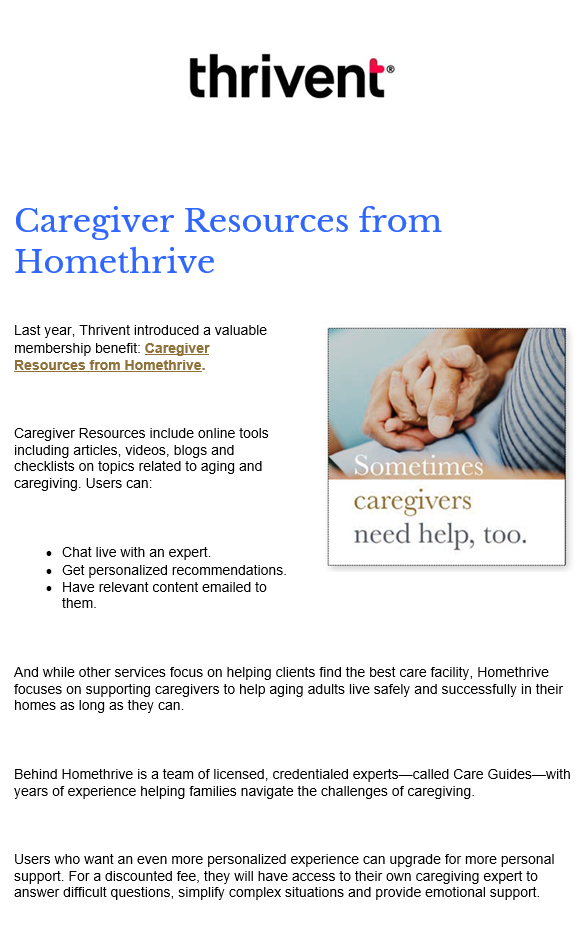 Caregiver Resources from Homethrive