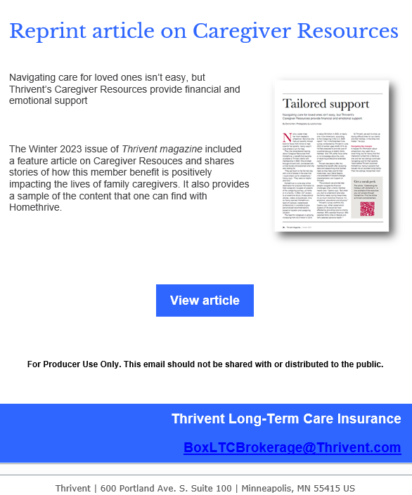 Reprint article on Caregiver Resources