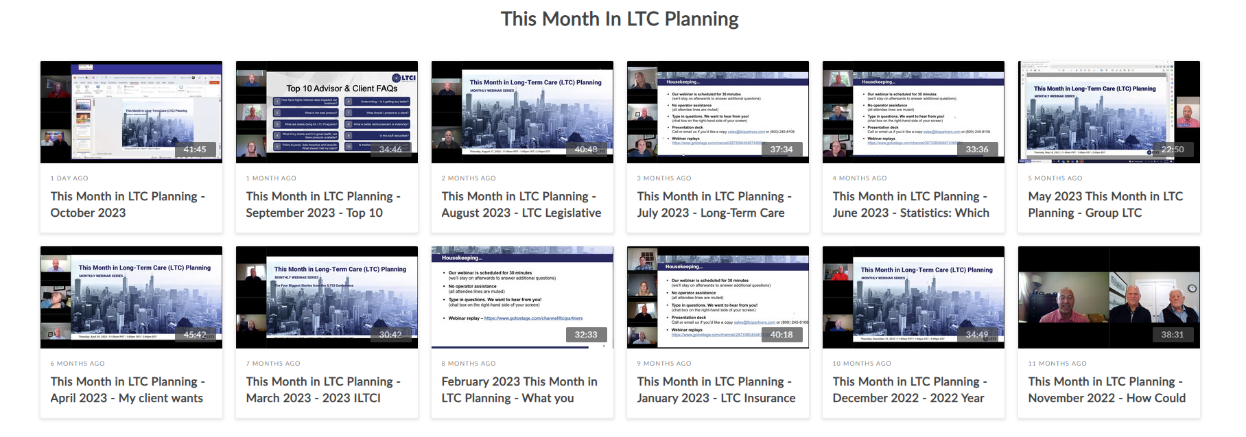 LTCI Partners On-Demand Webinar Library