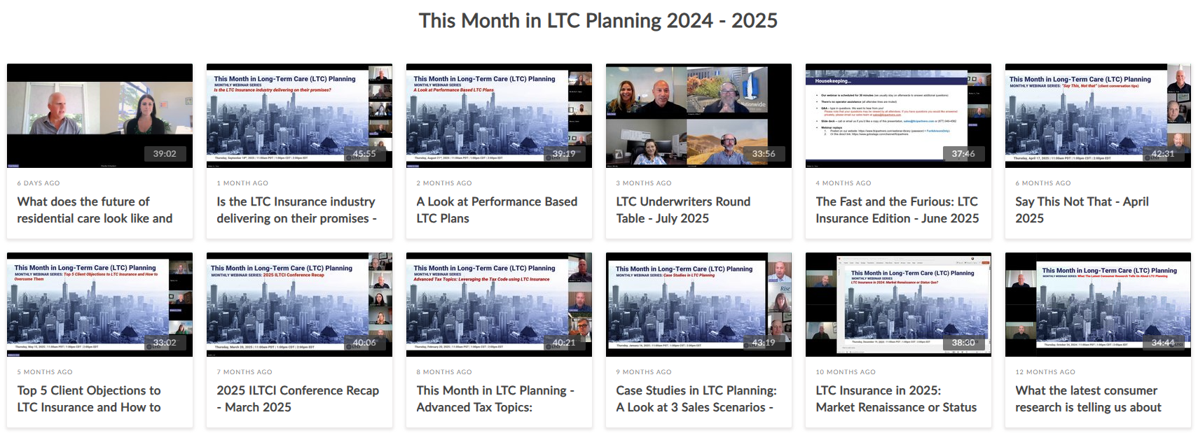 LTCI Partners On-Demand Webinar Library